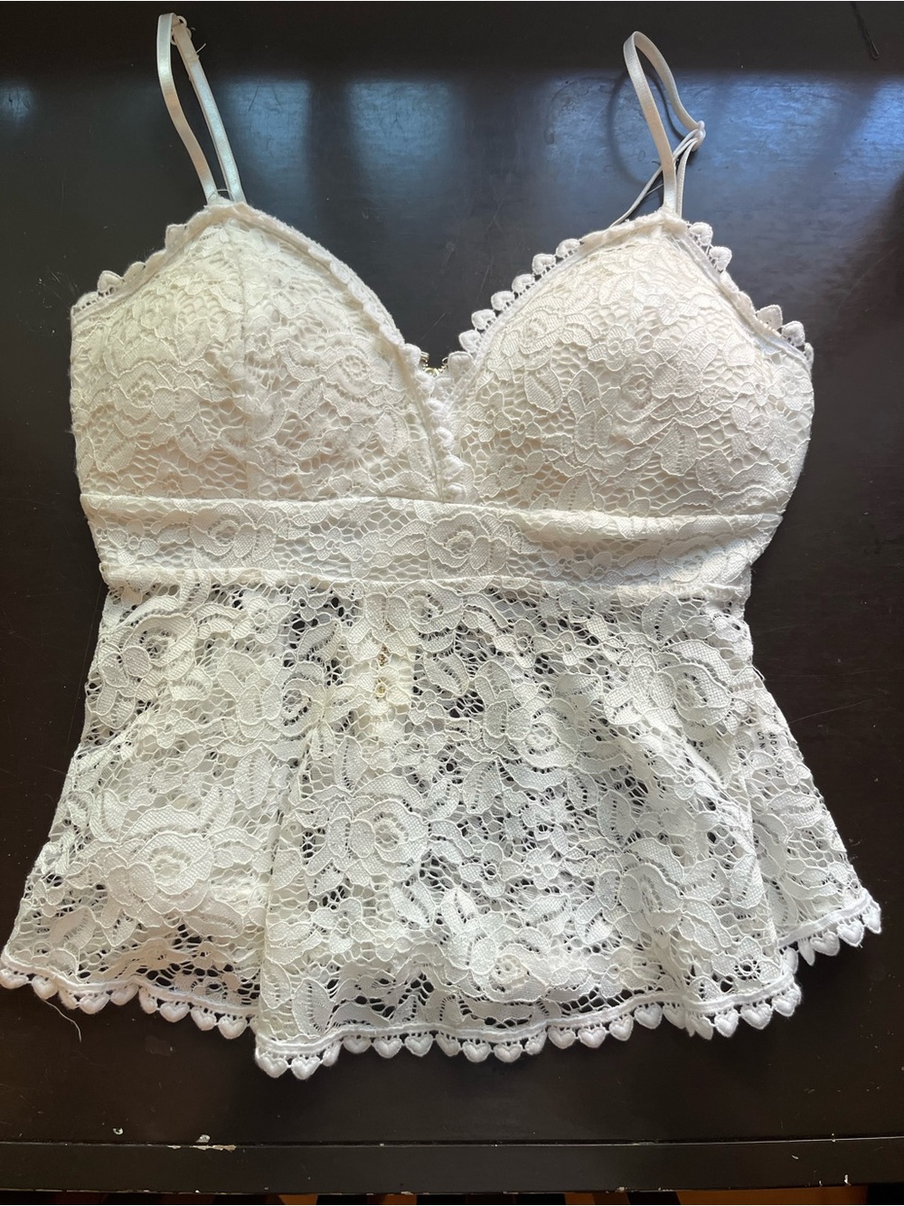 White Lace Peplum Bralette Tank